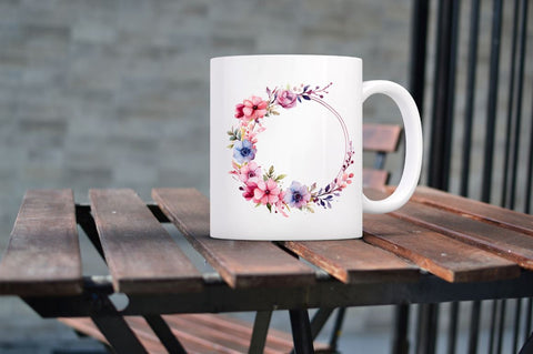 Round frame with flowers Bundle Sublimation Regulrcrative 