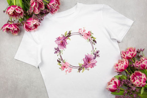 Round frame with flowers Bundle Sublimation Regulrcrative 