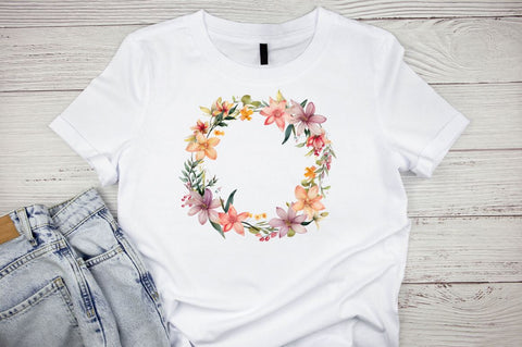 Round frame with flowers Bundle Sublimation Regulrcrative 