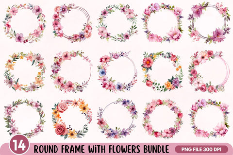 Round frame with flowers Bundle Sublimation Regulrcrative 