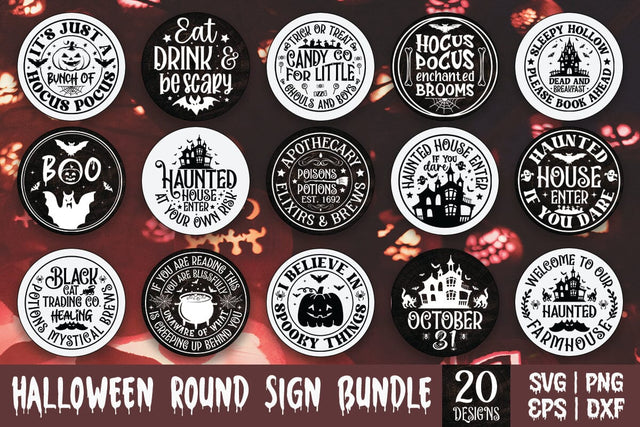 Round Halloween Bundle, Vintage round sign bundle, Halloween Door Hanger Svg, Round Halloween Sign Svg, Halloween Door Sign Svg SVG etcify 
