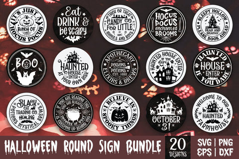 Round Halloween Bundle, Vintage round sign bundle, Halloween Door Hanger Svg, Round Halloween Sign Svg, Halloween Door Sign Svg SVG etcify 