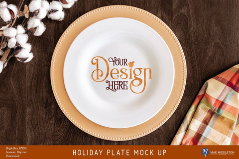 Round Holiday Plate - mock up for Fall, Thanksgiving Mock Up Photo Mae Middleton Studio 