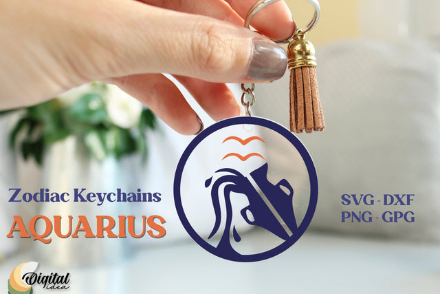 Round Key Keychains. Acrylic Keychain SVG. Zodiac Keychain SVG. Zodiac Sign SVG SVG Evgenyia Guschina 