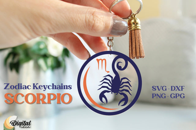 Round Key Keychains. Acrylic Keychain SVG. Zodiac Keychain SVG. Zodiac Sign SVG SVG Evgenyia Guschina 