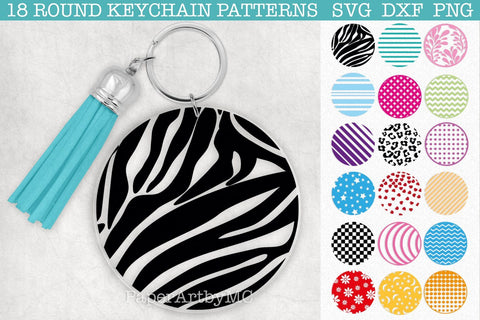 Round Keychain Pattern SVG Bundle / Set of 18 /SVG, DXF, PNG SVG Marlene Campos 