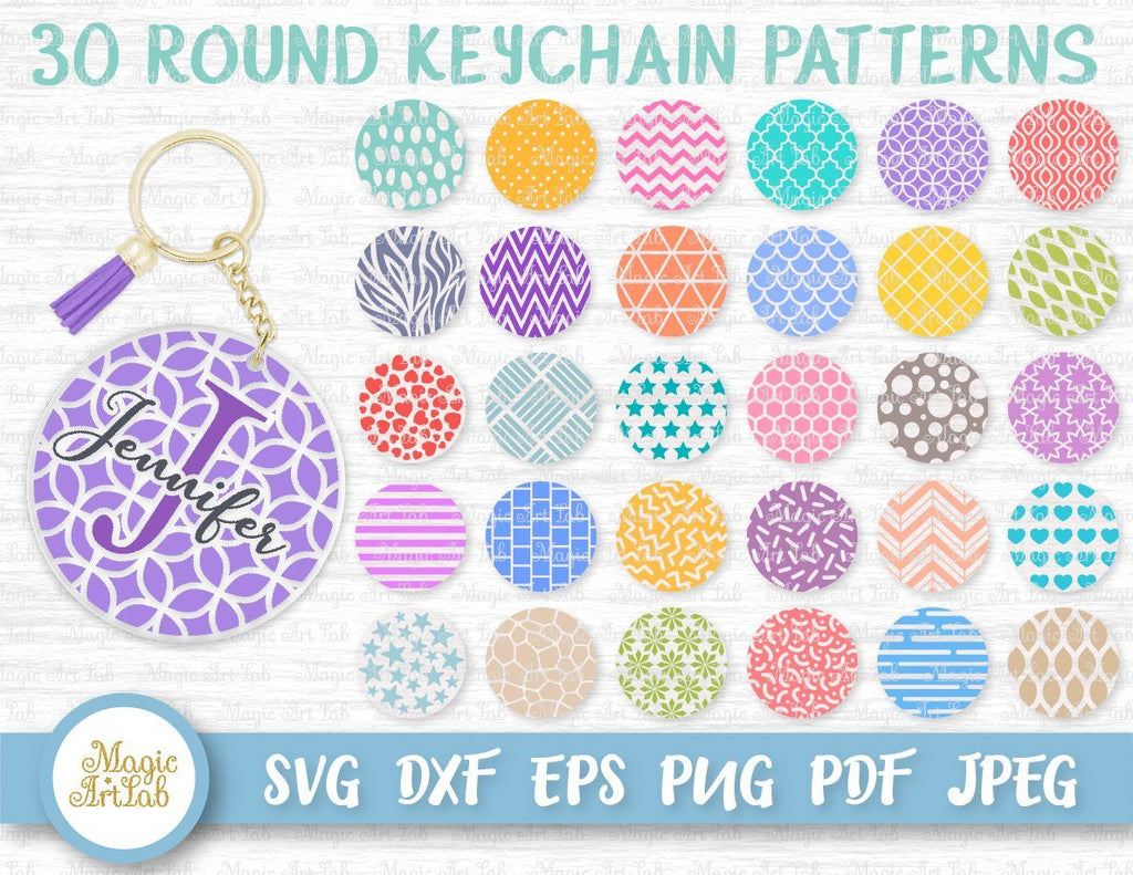 Round keychain patterns SVG cut files - So Fontsy
