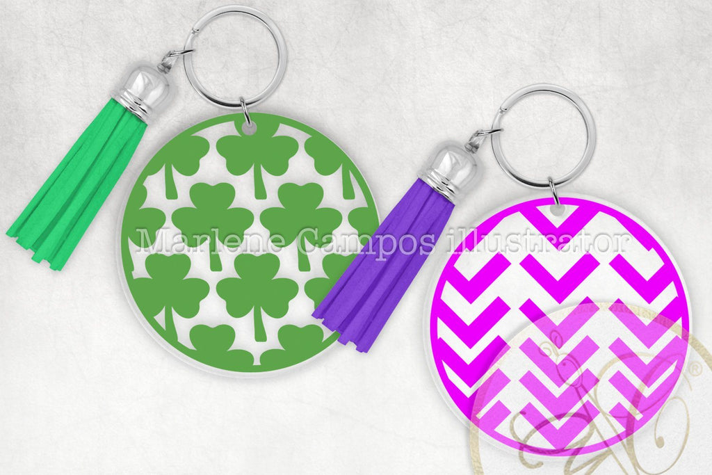 Round Keychain Patterns /SVG, DXF, PNG, EPS - So Fontsy