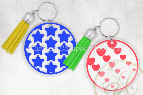Round Keychain Patterns /SVG, DXF, PNG, EPS SVG Marlene Campos 
