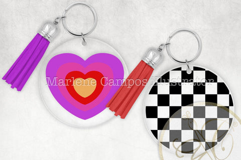 Round Keychain Patterns /SVG, DXF, PNG, EPS SVG Marlene Campos 