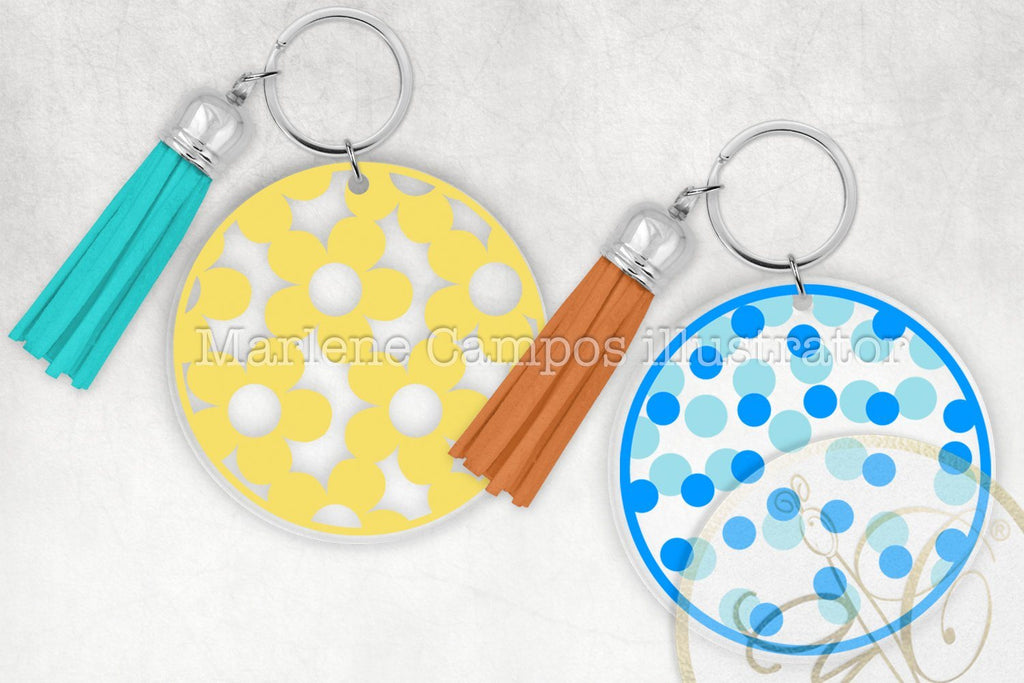 Round Keychain Patterns /SVG, DXF, PNG, EPS - So Fontsy