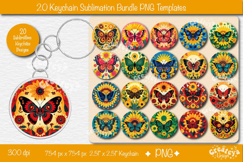 Round Keychain Sublimation Bundle PNG template| Keychain sublimation design Sublimation Createya Design 