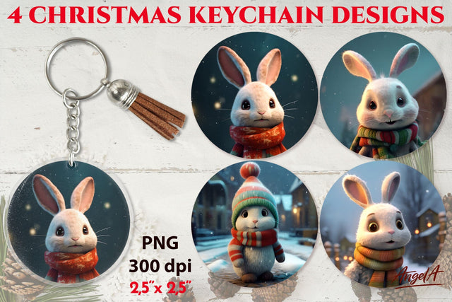 Round keychain sublimation designs / Bunny PNG Sublimation Angelina Semenova 
