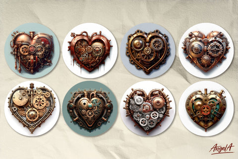 Round keychain sublimation / steampunk heart sublimation PNG Sublimation Angelina Semenova 