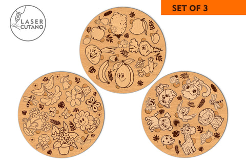 Round Kid's Puzzle Bundle SVG LaserCutano 