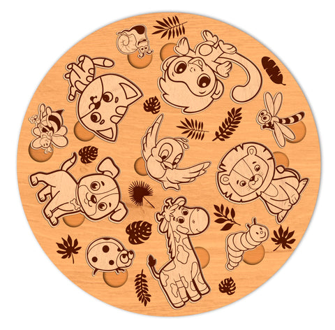 Round Kid's Puzzle Bundle SVG LaserCutano 