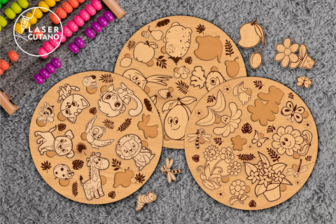 Round Kid's Puzzle Bundle SVG LaserCutano 