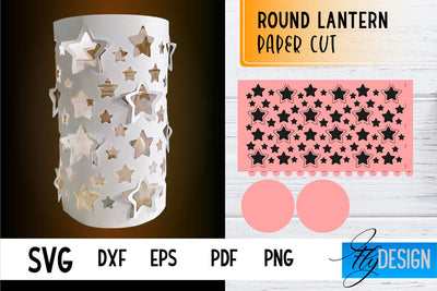 Round Lantern Papercut SVG | Round Lantern SVG | Night Light Design SVG Fly Design 