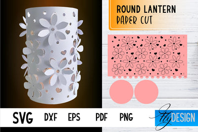 Round Lantern Papercut SVG | Round Lantern SVG | Night Light Design SVG Fly Design 