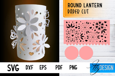 Round Lantern Papercut SVG | Round Lantern SVG | Night Light Design SVG Fly Design 