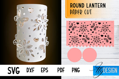 Round Lantern Papercut SVG | Round Lantern SVG | Night Light Design SVG Fly Design 