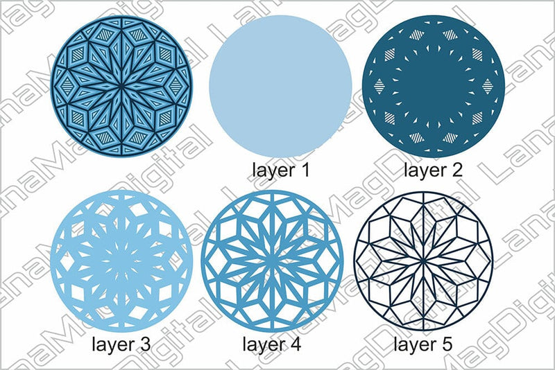 Round layered mandala svg 3d mandala Geometric Wall decor - So Fontsy