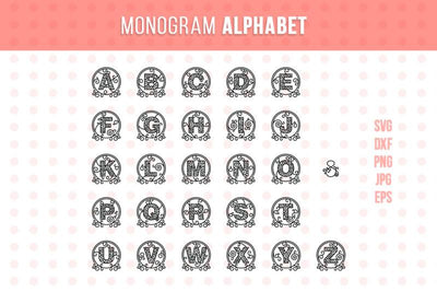 Round Monogram Alphabet SVG VectorSVGdesign 
