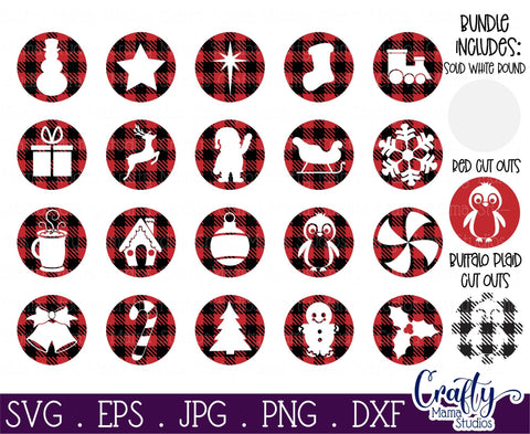 Round Ornament Bundle, Christmas Svg Buffalo Plaid Bundle SVG Crafty Mama Studios 