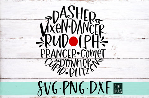 Round Reindeer Names SVG | Santa's reindeer Cut Files SVG RedFoxDesignsUS 