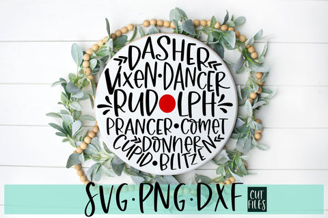 Round Reindeer Names SVG | Santa's reindeer Cut Files SVG RedFoxDesignsUS 