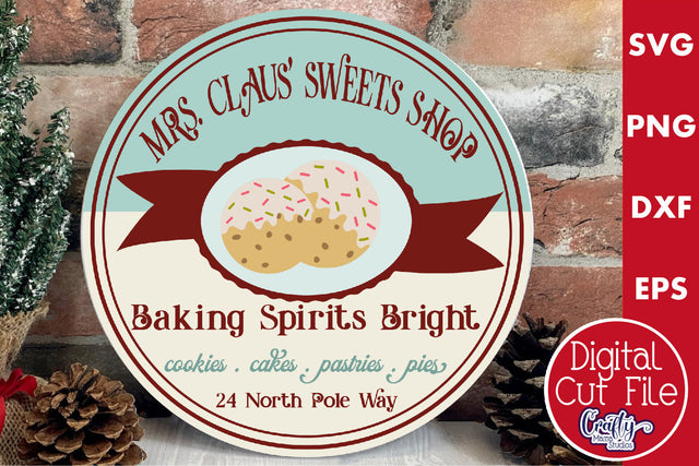 Round Retro Christmas Svg Sign, Baking Spirits Bright SVG Crafty Mama Studios 