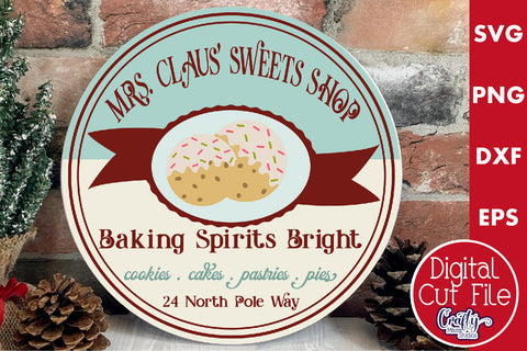 Round Retro Christmas Svg Sign, Baking Spirits Bright SVG Crafty Mama Studios 