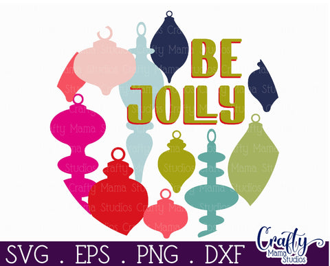 Round Retro Christmas Svg Sign, Be Jolly SVG Crafty Mama Studios 