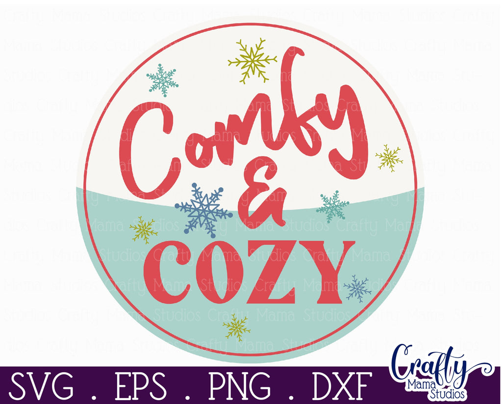 Round Retro Christmas Svg Sign, Comfy And Cozy - So Fontsy