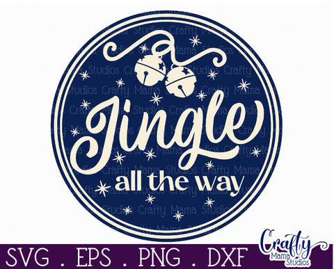 Round Retro Christmas Svg Sign, Jingle All The Way SVG Crafty Mama Studios 