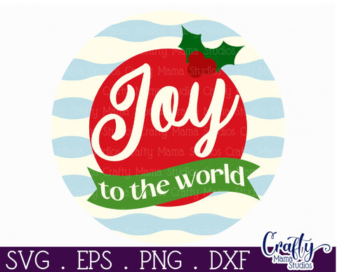 Round Retro Christmas Svg Sign, Joy To The World SVG Crafty Mama Studios 