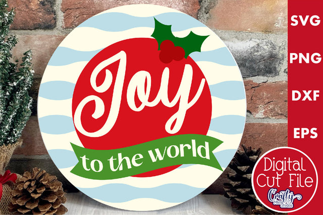 Round Retro Christmas Svg Sign, Joy To The World SVG Crafty Mama Studios 
