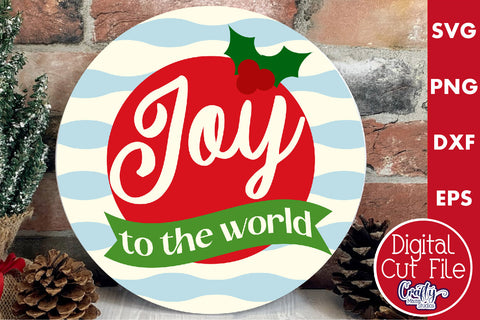 Round Retro Christmas Svg Sign, Joy To The World SVG Crafty Mama Studios 