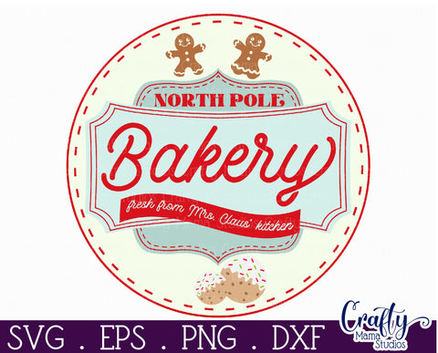 Round Retro Christmas Svg Sign, North Pole Bakery SVG Crafty Mama Studios 