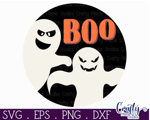 Round Retro Halloween Sign Svg, Boo SVG Crafty Mama Studios 