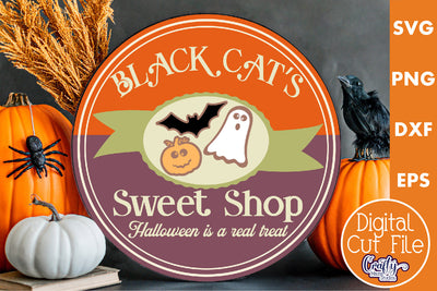 Round Retro Halloween Sign Svg, Halloween Is A Real Treat SVG Crafty Mama Studios 