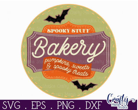 Round Retro Halloween Sign Svg, Pumpkins Sweets Spooky Treat SVG Crafty Mama Studios 