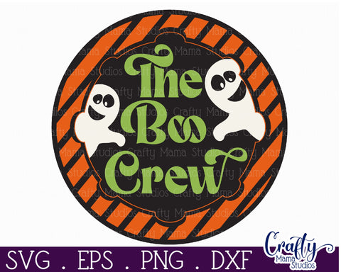 Round Retro Halloween Sign Svg, The Boo Crew Old Style Sign SVG Crafty Mama Studios 