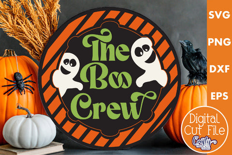 Round Retro Halloween Sign Svg, The Boo Crew Old Style Sign SVG Crafty Mama Studios 