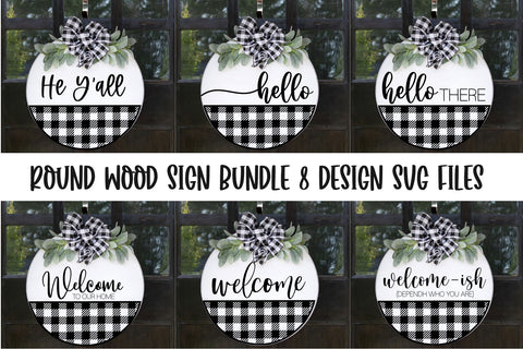 Round Sign Bundle - Round SVG Files - Farmhouse Signs Bundle 8 SVG files SVG Chamsae Studio 