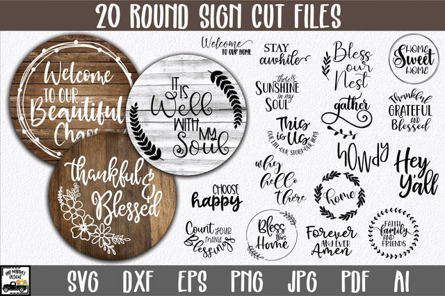 Round Sign Bundle - Round SVG Files - Farmhouse Signs SVG Old Market 