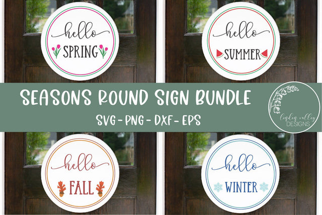 Round Sign Bundle Svg-Seasons Svg-Farmhouse Door Hanger Svg SVG Linden Valley Designs 