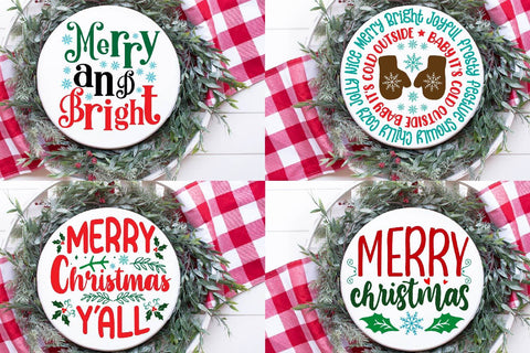Round Sign Christmas, Round Ornaments, round wood sign svg, christmas sign, merry christmas, Bundle,farmhouse christmas SVG Paper Switch 