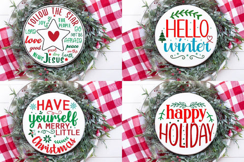 Round Sign Christmas, Round Ornaments, round wood sign svg, christmas sign, merry christmas, Bundle,farmhouse christmas SVG Paper Switch 
