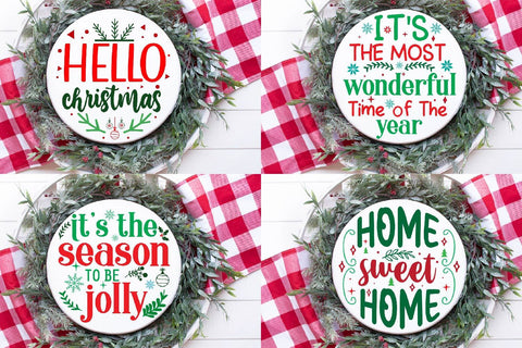 Round Sign Christmas, Round Ornaments, round wood sign svg, christmas sign, merry christmas, Bundle,farmhouse christmas SVG Paper Switch 